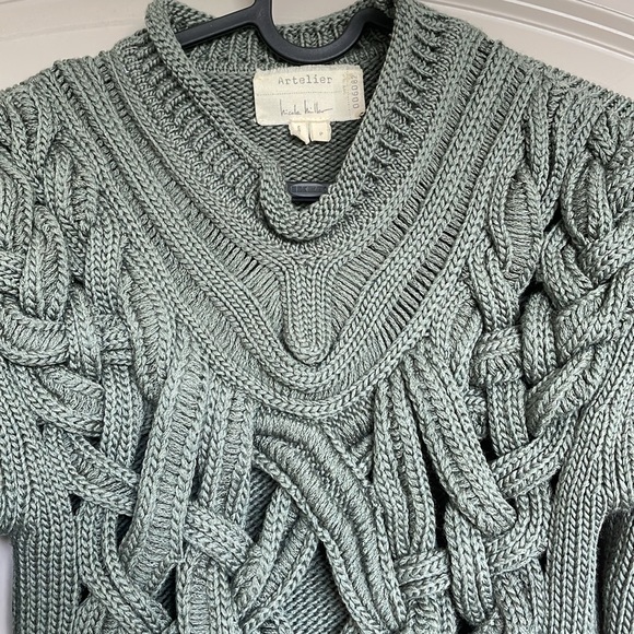 NICOLE MILLER GREEN ATELIER CUT WOOL SWEATER - Picture 6 of 16